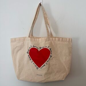Sézane Cotton Heart Tote Bag